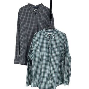 Set of 2 Croft & Barrow Mens Easy Care Plaid Button‎ Down Shirt Gray Black XXL